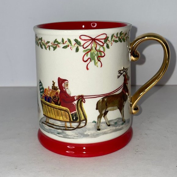 Anthropologie Nathalie Lete Other - Anthropologie Nathalie Lete 2021 Santa Sleigh Reindeer Christmas Holiday Mug